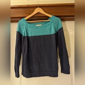 Banana Republic Teal and Navy Crew Neck Sweater